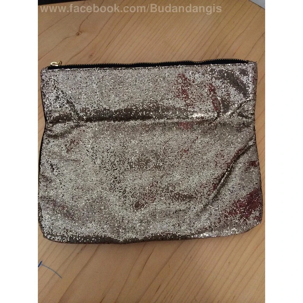 Victoria's Secret Women's Purse Gold Lame' Folded Clutch Handbag